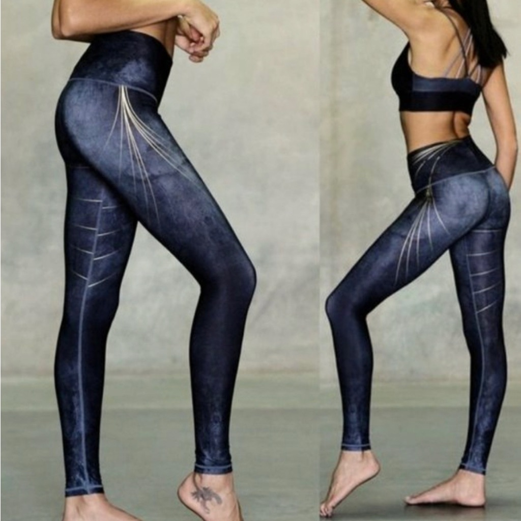 Nyama Sol Vegas Nights Blue Golden Arch Leggings / Yoga Pants